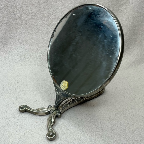 Antique Godinger Silver Plated Adjustable Hand/Table Double Sided Mirror-Vintage - Picture 6 of 10